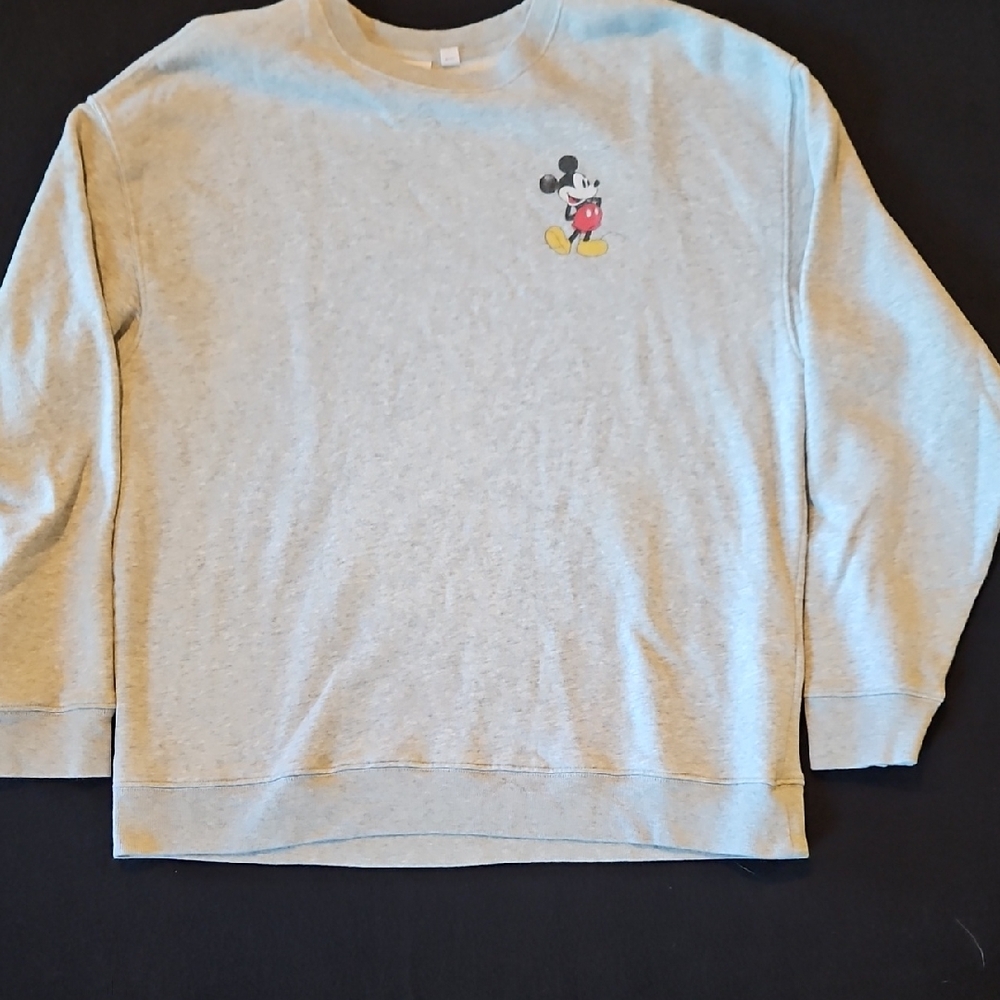 Disney Gap Sweater Men Large Gray‎ Mickey Mouse Crew Neck Pullover